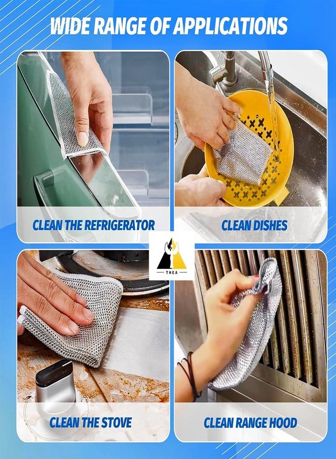 Thea 12 Pack Non-Scratch Double Layer Wire Dishcloth Multipurpose Two Layer Wire Dishwashing Rags for Wet and Dry, Easy Rinsing, Reusable, Wire Cleaning Cloth for Kitchen, Sinks (12 Cloth) - Image 5